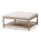 Baxton Studio Carlotta French Country Weathered Oak Beige Linen Square Coffee Table Ottoman