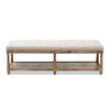 Baxton Studio Celeste French Country Weathered Oak Beige Linen Upholstered Ottoman Bench WHI-TSF-9336-Beige-Bench