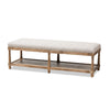 Baxton Studio Celeste French Country Weathered Oak Beige Linen Upholstered Ottoman Bench WHI-TSF-9336-Beige-Bench