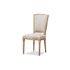Baxton Studio Cadencia French Vintage Cottage Weathered Oak Finish Wood and Beige Fabric Upholstered Dining Side Chair
