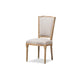 Baxton Studio Cadencia French Vintage Cottage Weathered Oak Finish Wood and Beige Fabric Upholstered Dining Side Chair