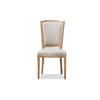 Baxton Studio Cadencia French Vintage Cottage Weathered Oak Finish Wood and Beige Fabric Upholstered Dining Side Chair