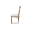Baxton Studio Cadencia French Vintage Cottage Weathered Oak Finish Wood and Beige Fabric Upholstered Dining Side Chair