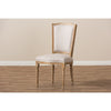 Baxton Studio Cadencia French Vintage Cottage Weathered Oak Finish Wood and Beige Fabric Upholstered Dining Side Chair