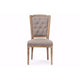 Baxton Studio Estelle Chic Rustic French Country Cottage Weathered Oak Beige Fabric Button-tufted Upholstered Dining Chair WHI-TSF-9341
