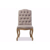 Baxton Studio Hudson Chic Rustic French Country Cottage Weathered Oak Beige Fabric Button-tufted Upholstered Dining Chair WHI-TSF-9342