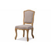 Baxton Studio Chateauneuf French Vintage Cottage Weathered Oak Beige Fabric Upholstered Dining Side Chair WHI-TSF-9345