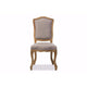 Baxton Studio Chateauneuf French Vintage Cottage Weathered Oak Beige Fabric Upholstered Dining Side Chair WHI-TSF-9345
