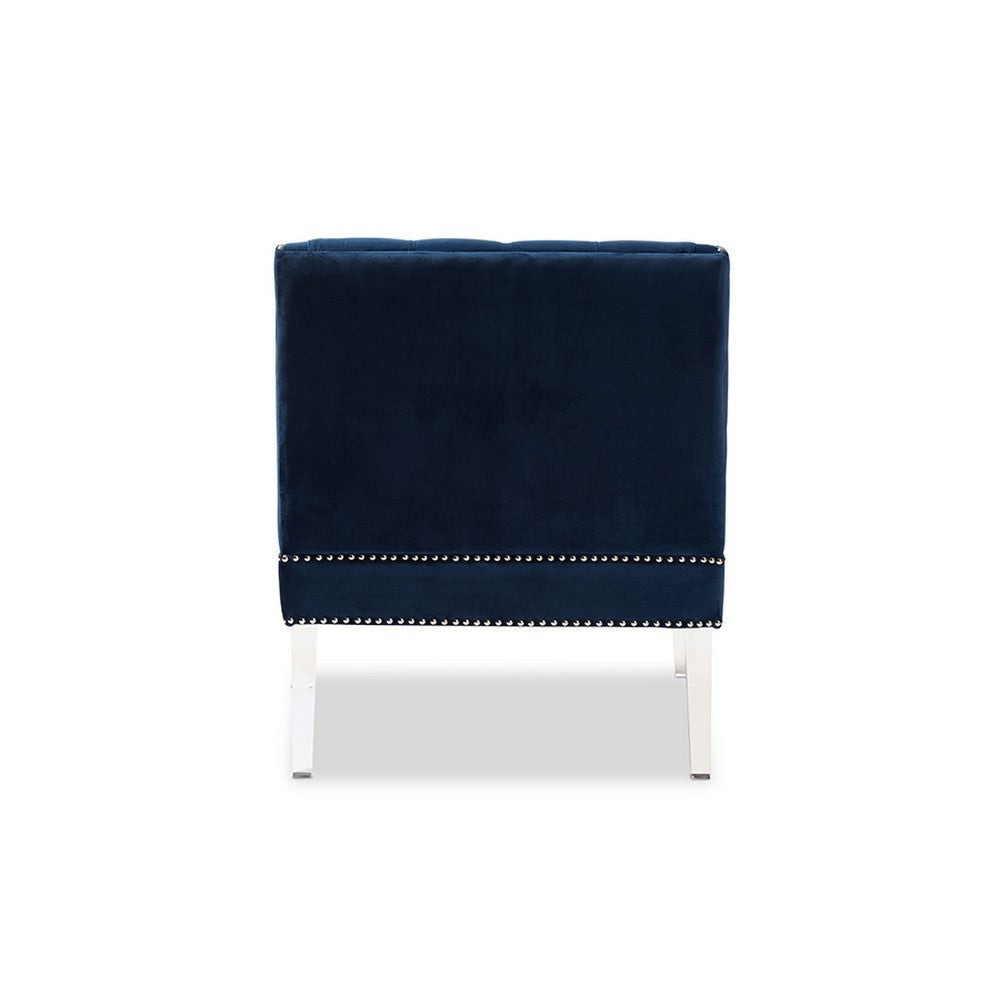 Baxton Studio Silvana Modern and Contemporary Navy Velvet Fabric Upholstered Lounge Chair with Acrylic Legs WHI-TSF1239-Navy-Blue-Acrylic-CC