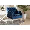 Baxton Studio Silvana Modern and Contemporary Navy Velvet Fabric Upholstered Lounge Chair with Acrylic Legs