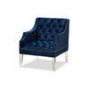Baxton Studio Silvana Modern and Contemporary Navy Velvet Fabric Upholstered Lounge Chair with Acrylic Legs WHI-TSF1239-Navy-Blue-Acrylic-CC