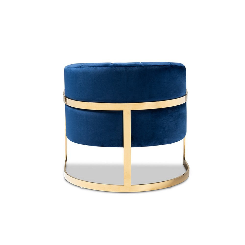 Baxton Studio Tomasso Glam Royal Blue Velvet Fabric Upholstered Gold-Finished Lounge Chair WHI-TSF7707-Dark-Royal-Blue-Gold-CC