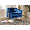 Baxton Studio Tomasso Glam Royal Blue Velvet Fabric Upholstered Gold-Finished Lounge Chair