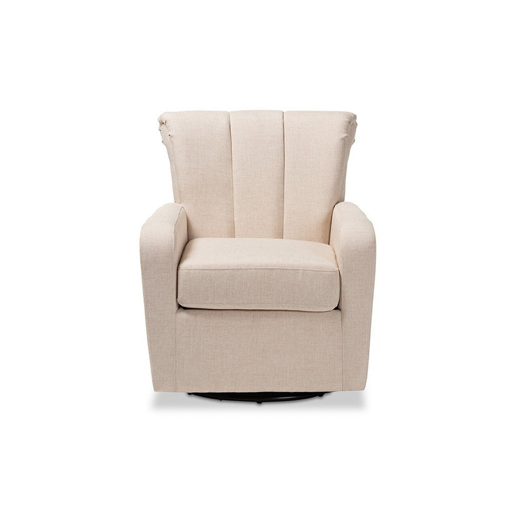 Baxton Studio Rayner Modern and Contemporary Beige Fabric Upholstered Swivel Chair WHI-TSF7715-Beige-CC