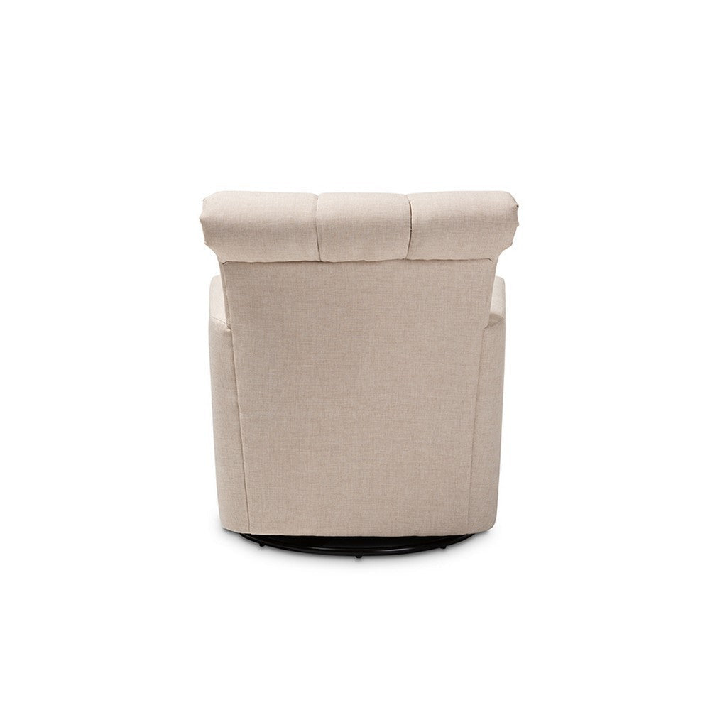 Baxton Studio Rayner Modern and Contemporary Beige Fabric Upholstered Swivel Chair WHI-TSF7715-Beige-CC