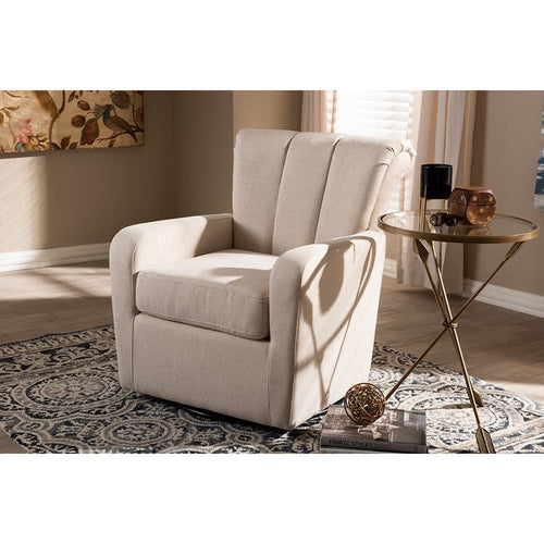 Baxton Studio Rayner Modern and Contemporary Beige Fabric Upholstered Swivel Chair