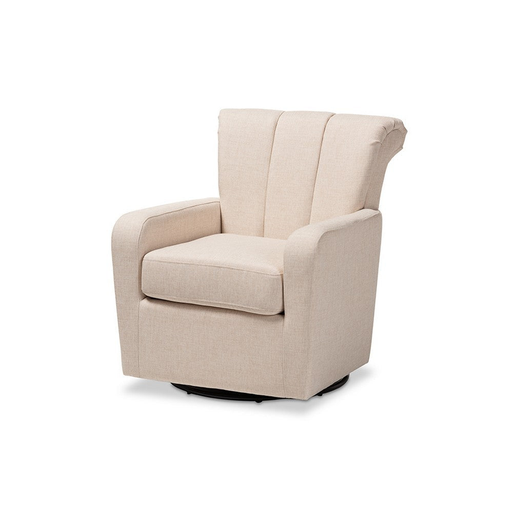 Baxton Studio Rayner Modern and Contemporary Beige Fabric Upholstered Swivel Chair WHI-TSF7715-Beige-CC