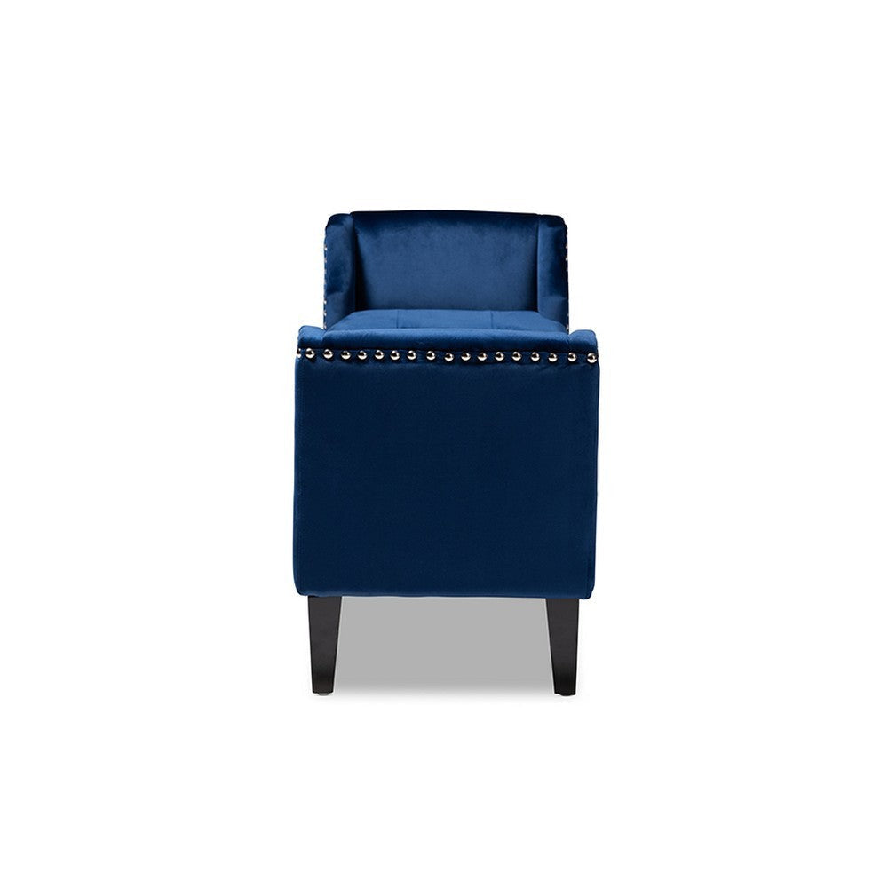 Baxton Studio Perret Modern and Contemporary Royal Blue Velvet Fabric Upholstered Espresso Finished Wood Bench