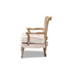 Baxton Studio Vallea Traditional French Provincial Light Beige Velvet Fabric Upholstered White-Washed Oak Wood Armchair
