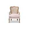 Baxton Studio Vallea Traditional French Provincial Light Pink Velvet Fabric Upholstered White-Washed Oak Wood Armchair