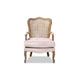 Baxton Studio Vallea Traditional French Provincial Light Pink Velvet Fabric Upholstered White-Washed Oak Wood Armchair
