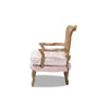 Baxton Studio Vallea Traditional French Provincial Light Pink Velvet Fabric Upholstered White-Washed Oak Wood Armchair