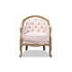 Baxton Studio Genevieve Traditional French Provincial Light Pink Velvet Upholstered White-Washed Oak Wood Armchair WHI-TSF7766-Light-Pink-CC