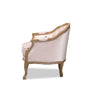 Baxton Studio Genevieve Traditional French Provincial Light Pink Velvet Upholstered White-Washed Oak Wood Armchair WHI-TSF7766-Light-Pink-CC
