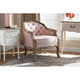 Baxton Studio Genevieve Traditional French Provincial Light Pink Velvet Upholstered White-Washed Oak Wood Armchair