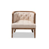 Baxton Studio Esme French Provincial Beige Linen Fabric Upholstered and White-Washed Oak Wood Accent Barrel Chair