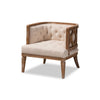 Baxton Studio Esme French Provincial Beige Linen Fabric Upholstered and White-Washed Oak Wood Accent Barrel Chair