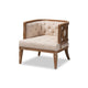 Baxton Studio Esme French Provincial Beige Linen Fabric Upholstered and White-Washed Oak Wood Accent Barrel Chair