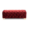 Baxton Studio Avara Glam and Luxe Burgundy Velvet Fabric Upholstered Gold Finished Button Tufted Bench Ottoman