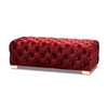 Baxton Studio Avara Glam and Luxe Burgundy Velvet Fabric Upholstered Gold Finished Button Tufted Bench Ottoman