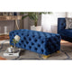 Baxton Studio Avara Glam and Luxe Royal Blue Velvet Fabric Upholstered Gold Finished Button Tufted Bench Ottoman