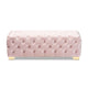Baxton Studio Avara Glam and Luxe Light Pink Velvet Fabric Upholstered Gold Finished Button Tufted Bench Ottoman