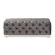 Baxton Studio Avara Glam and Luxe Gray Velvet Fabric Upholstered Gold Finished Button Tufted Bench Ottoman