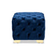 Baxton Studio Avara Glam and Luxe Royal Blue Velvet Fabric Upholstered Gold Finished Button Tufted Ottoman