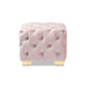 Baxton Studio Avara Glam and Luxe Light Pink Velvet Fabric Upholstered Gold Finished Button Tufted Ottoman