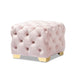 Baxton Studio Avara Glam and Luxe Light Pink Velvet Fabric Upholstered Gold Finished Button Tufted Ottoman