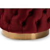 Baxton Studio Valeria Glam Burgundy Red Velvet Fabric Upholstered Gold-Finished Button Tufted Ottoman