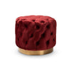 Baxton Studio Valeria Glam Burgundy Red Velvet Fabric Upholstered Gold-Finished Button Tufted Ottoman