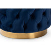 Baxton Studio Valeria Glam Royal Blue Velvet Fabric Upholstered Gold-Finished Button Tufted Ottoman