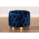 Baxton Studio Valeria Glam Royal Blue Velvet Fabric Upholstered Gold-Finished Button Tufted Ottoman