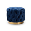 Baxton Studio Valeria Glam Royal Blue Velvet Fabric Upholstered Gold-Finished Button Tufted Ottoman