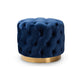 Baxton Studio Valeria Glam Royal Blue Velvet Fabric Upholstered Gold-Finished Button Tufted Ottoman