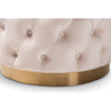 Baxton Studio Valeria Glam Light Beige Velvet Fabric Upholstered Gold-Finished Button Tufted Ottoman