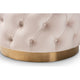 Baxton Studio Valeria Glam Light Beige Velvet Fabric Upholstered Gold-Finished Button Tufted Ottoman