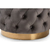 Baxton Studio Valeria Glam Gray Velvet Fabric Upholstered Gold-Finished Button Tufted Ottoman