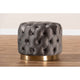 Baxton Studio Valeria Glam Gray Velvet Fabric Upholstered Gold-Finished Button Tufted Ottoman
